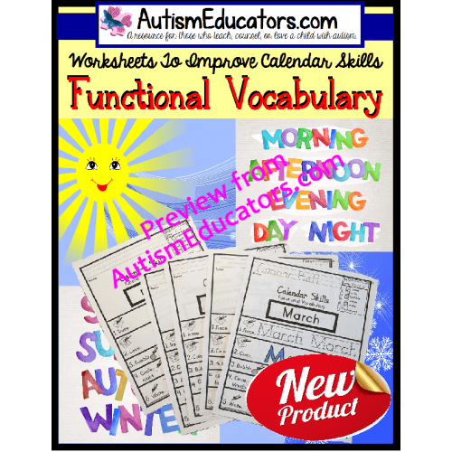 Life Skills Functional Calendar Vocabulary Worksheets With