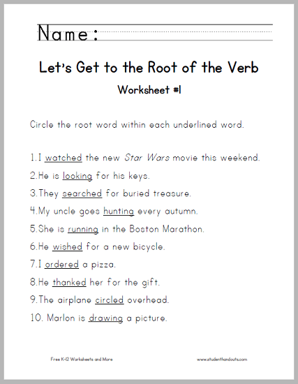 Let's Get To The Root Of The Verb Worksheet  1