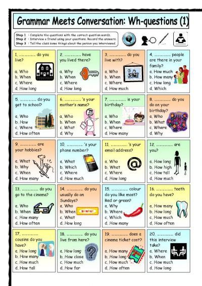 Wh Questions Worksheet