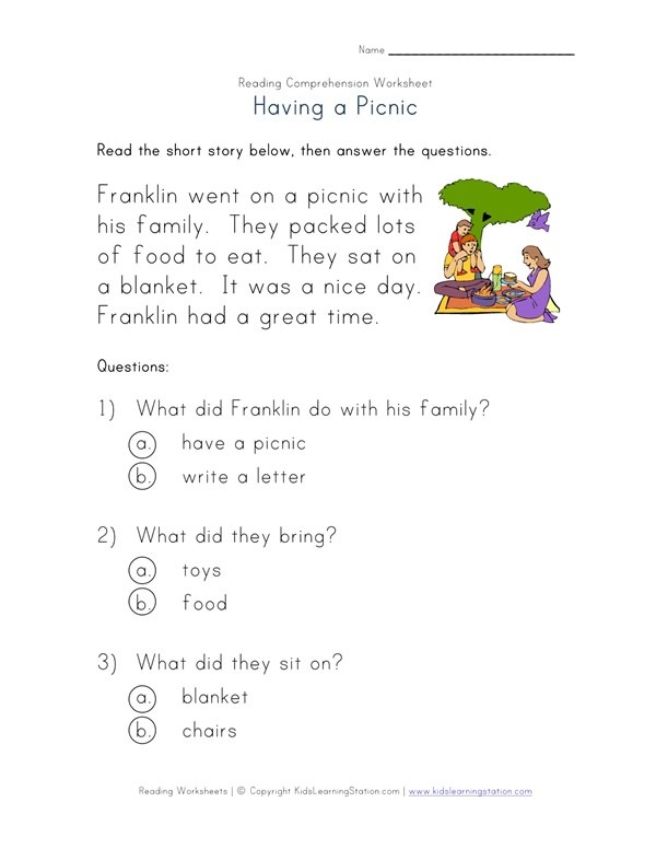 Beginner Reading Comprehension Worksheet