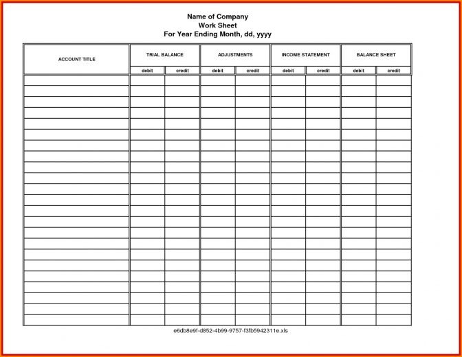 Bookkeeping Ledger Templates Free Accounting Worksheets Printable