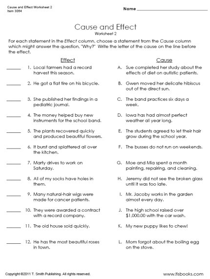 Cause And Effect Worksheets 3rd Grade