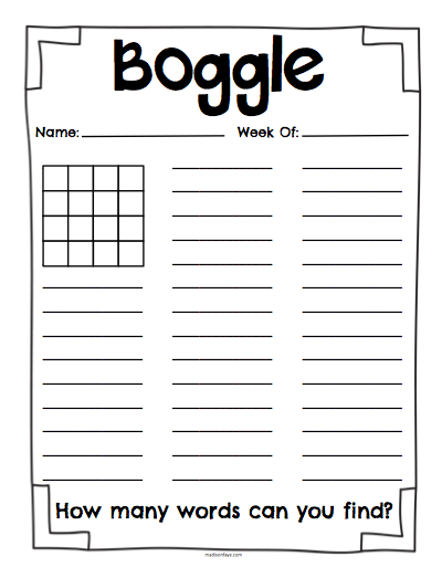 Free Printable Boggle Letters