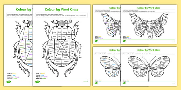 Colour By Word Class Worksheet   Worksheet, Worksheet