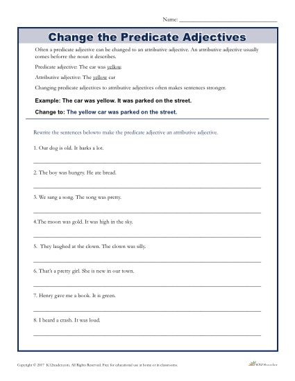 Change The Predicate Adjectives