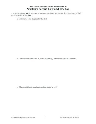 Coefficient Of Friction Worksheet