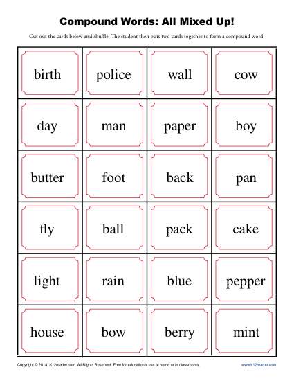 Compound Words Worksheet Activity  All Mixed Up!
