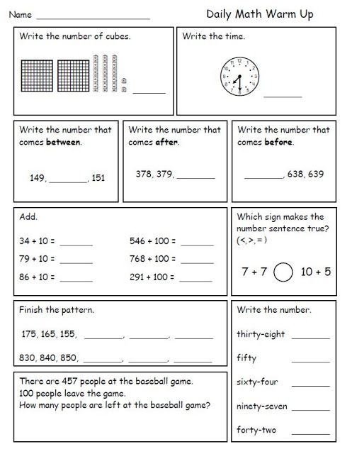 Math Morning Work For Second Grade