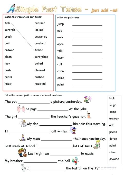 Esl Simple Past Tense Worksheets Simple Past Tense Add Ed