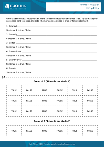 Frequency Adverbs Games Esl Activities Worksheets