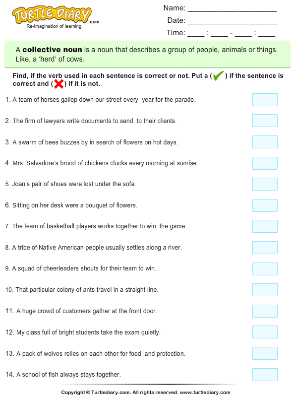 Find The Verb Used In Sentence Is Correct Or Not Worksheet