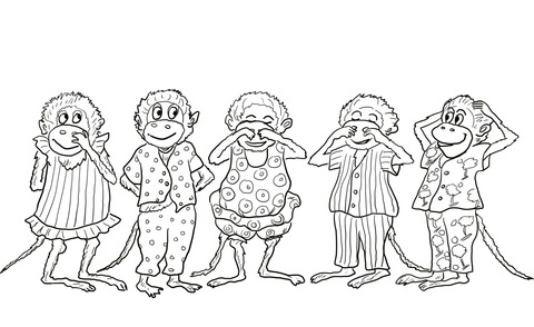 Five Little Monkeys Jumping On The Bed Coloring Page