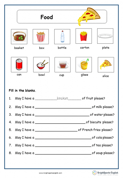 Food English Worksheet â English Treasure Trove