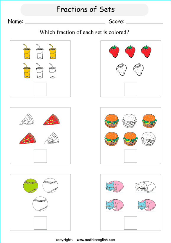 What Is The Colored Fraction In Each Set Of Objects And Shapes