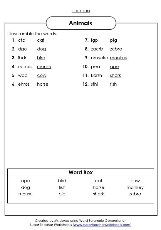 Word Scramble Puzzle Generator