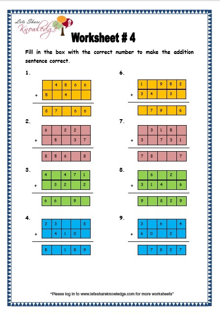 Grade 3 Maths Worksheets  Addition (3 3 Addition Of 5 Digit