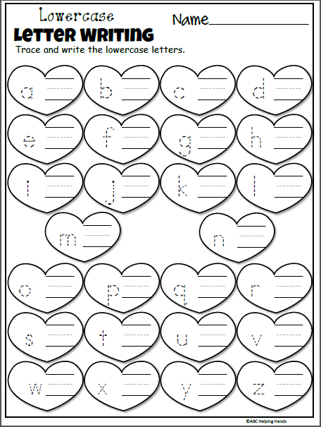 Free February Kindergarten Letter Worksheets For Valentine's Day