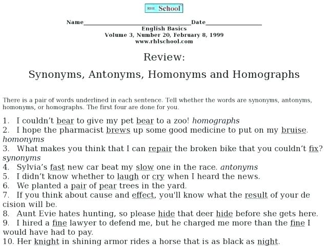 Homograph Worksheets 4th Grade â Gulvafslibning Info