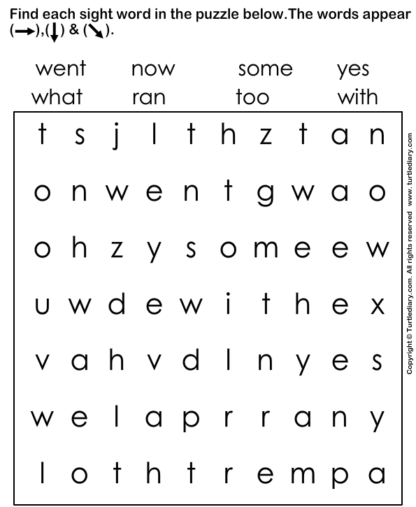 Identify The Given Sight Words Worksheet