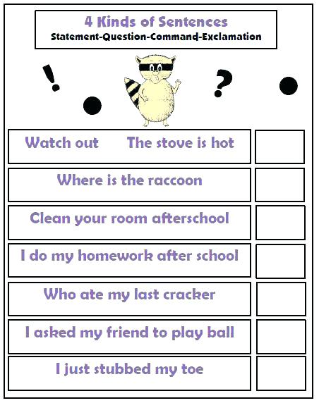 Grade 5 Unit 1 Grammar Name Sentence Kinds Of Sentences Worksheets