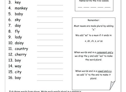 Plural Noun Worksheet Number 1 Singular And Plural Nouns Singular