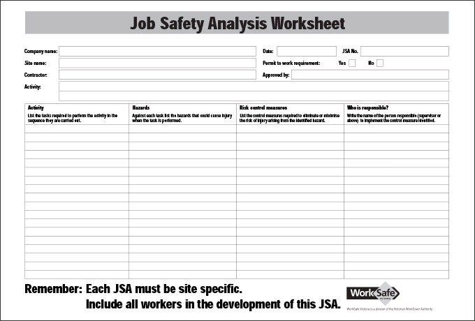 Job Safety Analysis Form