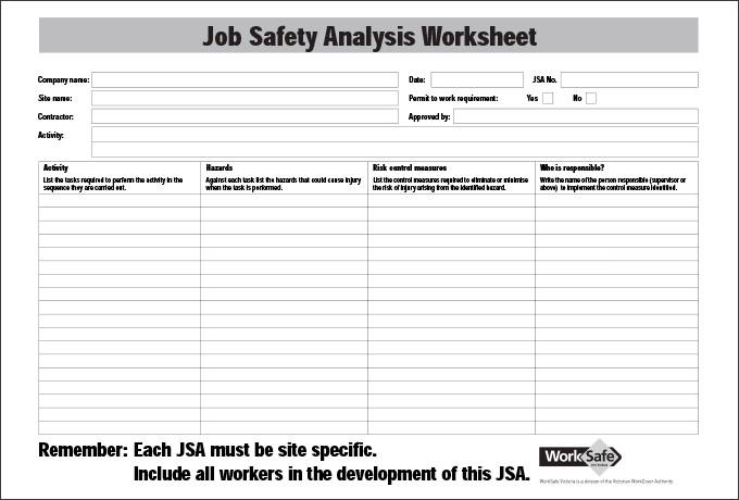 Job Safety Analysis Format