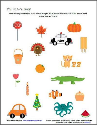 Color Recognition  Find The Colors Worksheets   Preschool Items