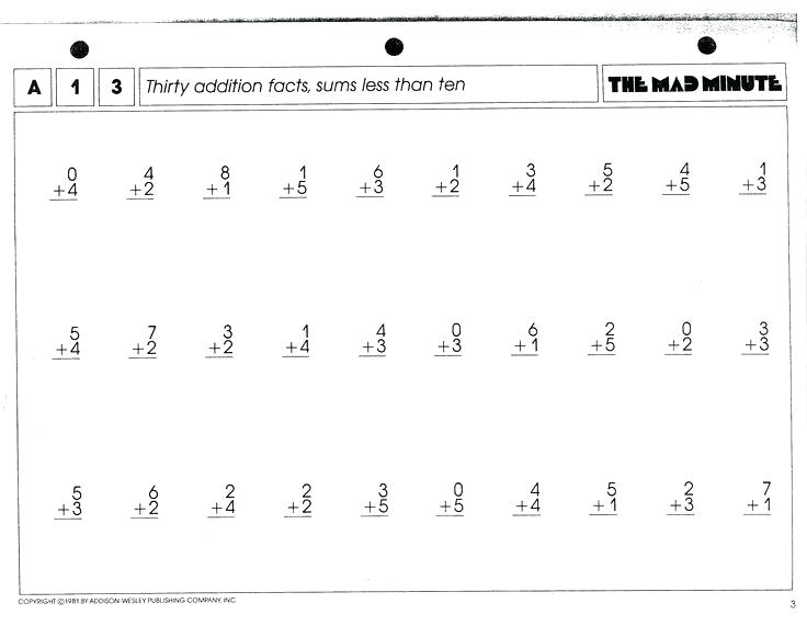 Mad Minute Printable Mad Math Minute Worksheets Mad Minute