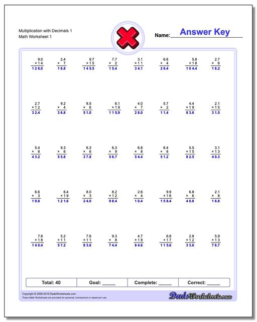 844 Free Multiplication Worksheets For Third, Fourth And Fifth Grade