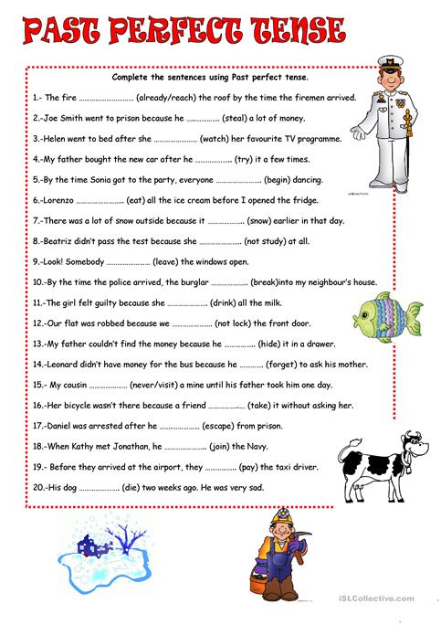Past Perfect Tense Worksheets Past Perfect Tense Worksheets