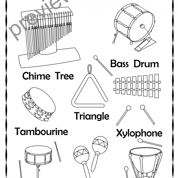 Percussion Instruments Line Puzzles   Anastasiya Multimedia Studio