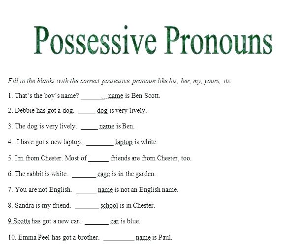 Possessive Pronouns Printable Worksheets Possessive Pronouns
