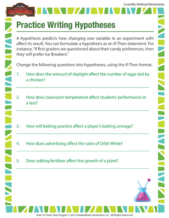 Practice Writing Hypotheses Worksheet