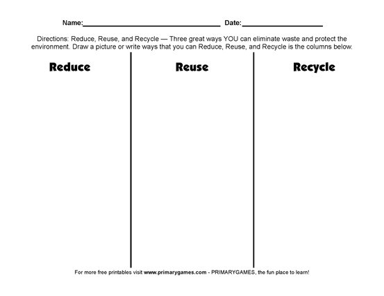 Earth Day Worksheets  Reduce, Reuse, Recycle!