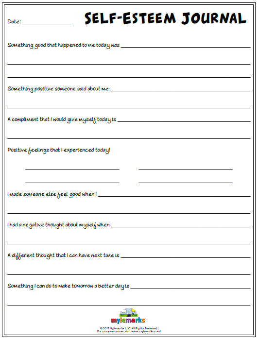 Self Esteem Worksheets For Teens