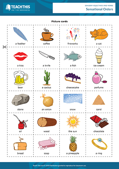 Sensory Adjectives Verbs Esl Games Activities | Free Worksheets Samples