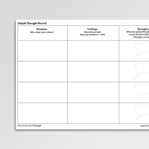 Simple Thought Record Worksheet Pdf