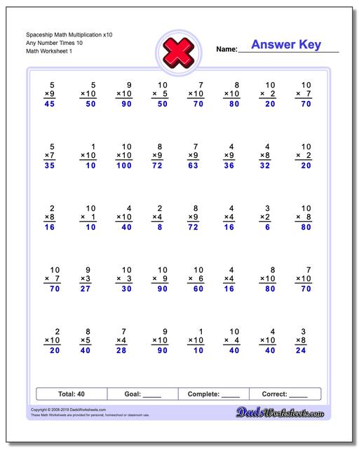 844 Free Multiplication Worksheets For Third, Fourth And Fifth Grade