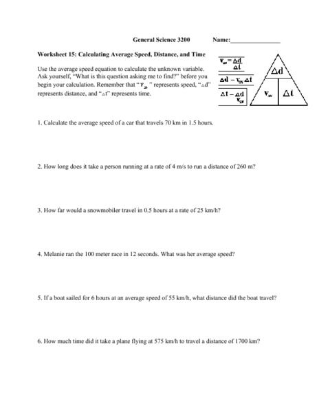 Distance Rate Time Worksheet  Time  Alistairtheoptimist Free