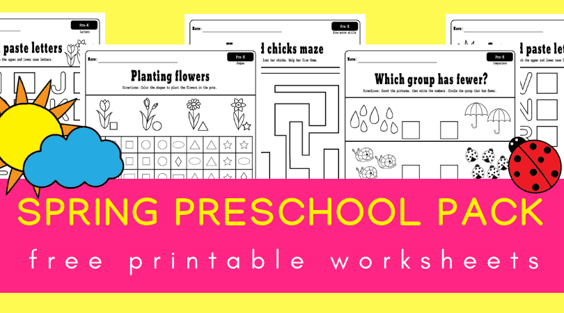 Spring Preschool Worksheets Printable Pack