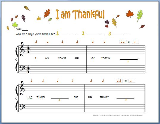 I Am Thankful  Free Piano Composition For Kids