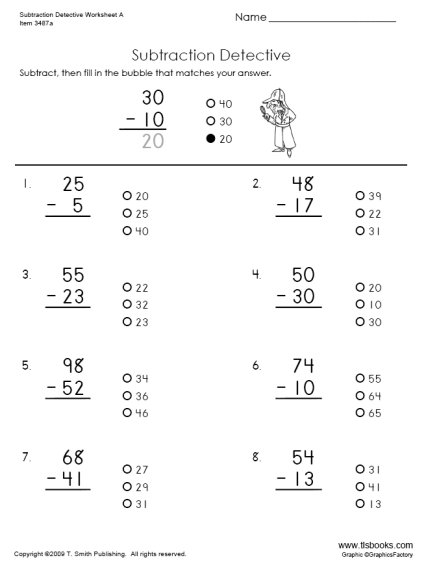 Subtraction Detective Worksheet Set 1