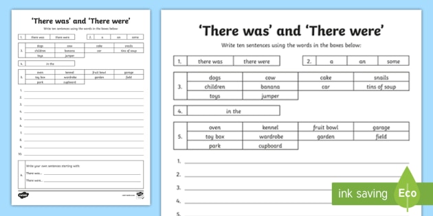 'there Was' And 'there Were' Worksheet
