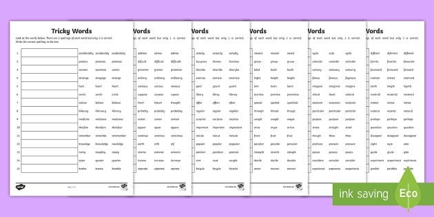 2014 National Curriculum Spelling Worksheets Years 3