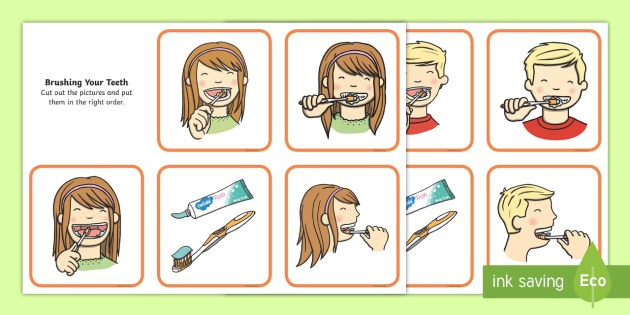 Brushing Your Teeth Sequencing Cards