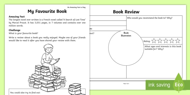 My Favorite Book Worksheet   Worksheet