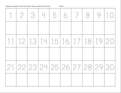 Numbers Tracing Worksheet Preschool Kindergarten Writing Stock For