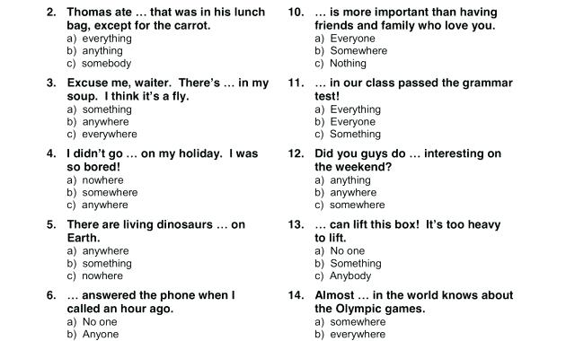 Unique Indefinite Pronouns Worksheet With Answers Images