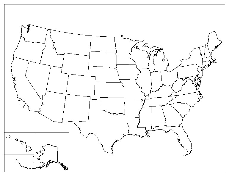 Us 50 States Map Quiz Map The United States No Color Artmarketing